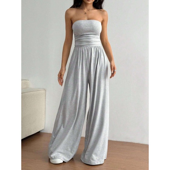 Black Strapless High Waist Wide Leg Jumpsuit